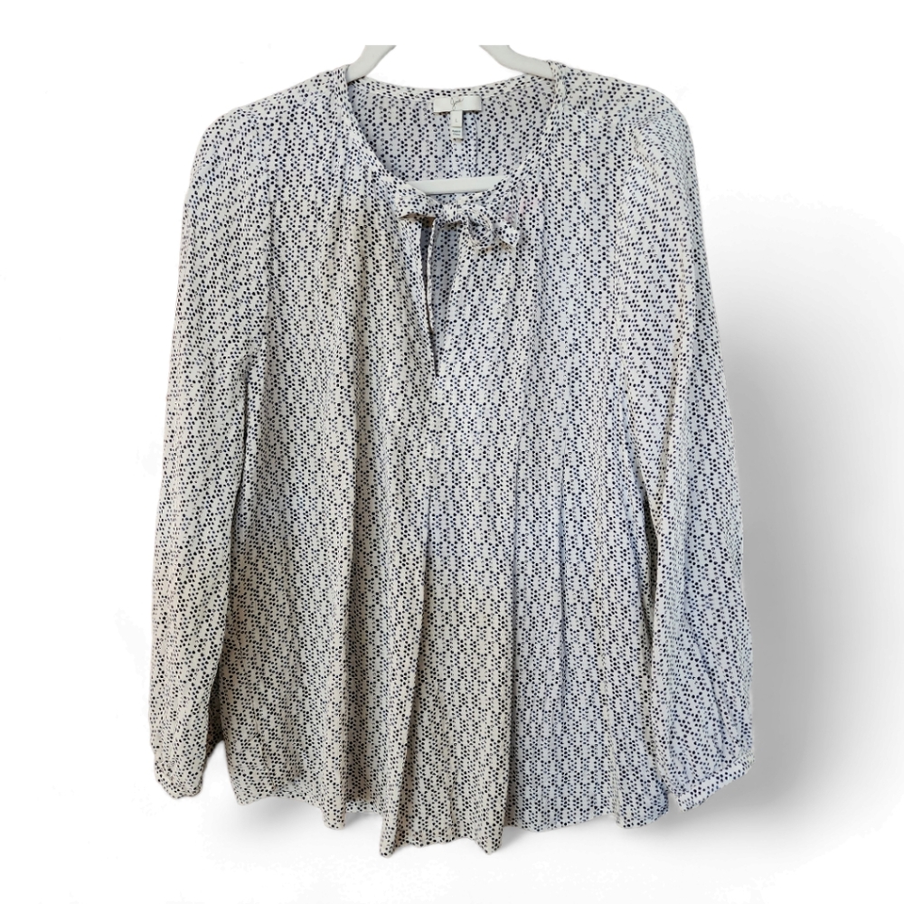 Joie Abstract Dot Print Silk Peasant Blouse Size Large